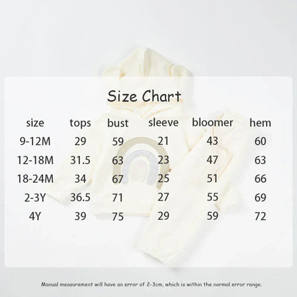 長袖セットアップ ベビーキッズセットアップ 2点セット くま耳フーディレインボー刺繍スウェットシャツ+ロングパンツ 4カラー【mh0006949】