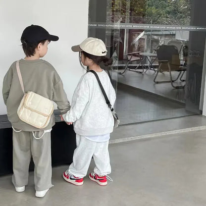 長袖セットアップ キッズセットアップ 2点セット レターロゴプリント長袖スウェットシャツ+ロングスウェットパンツ【mh-0008793】