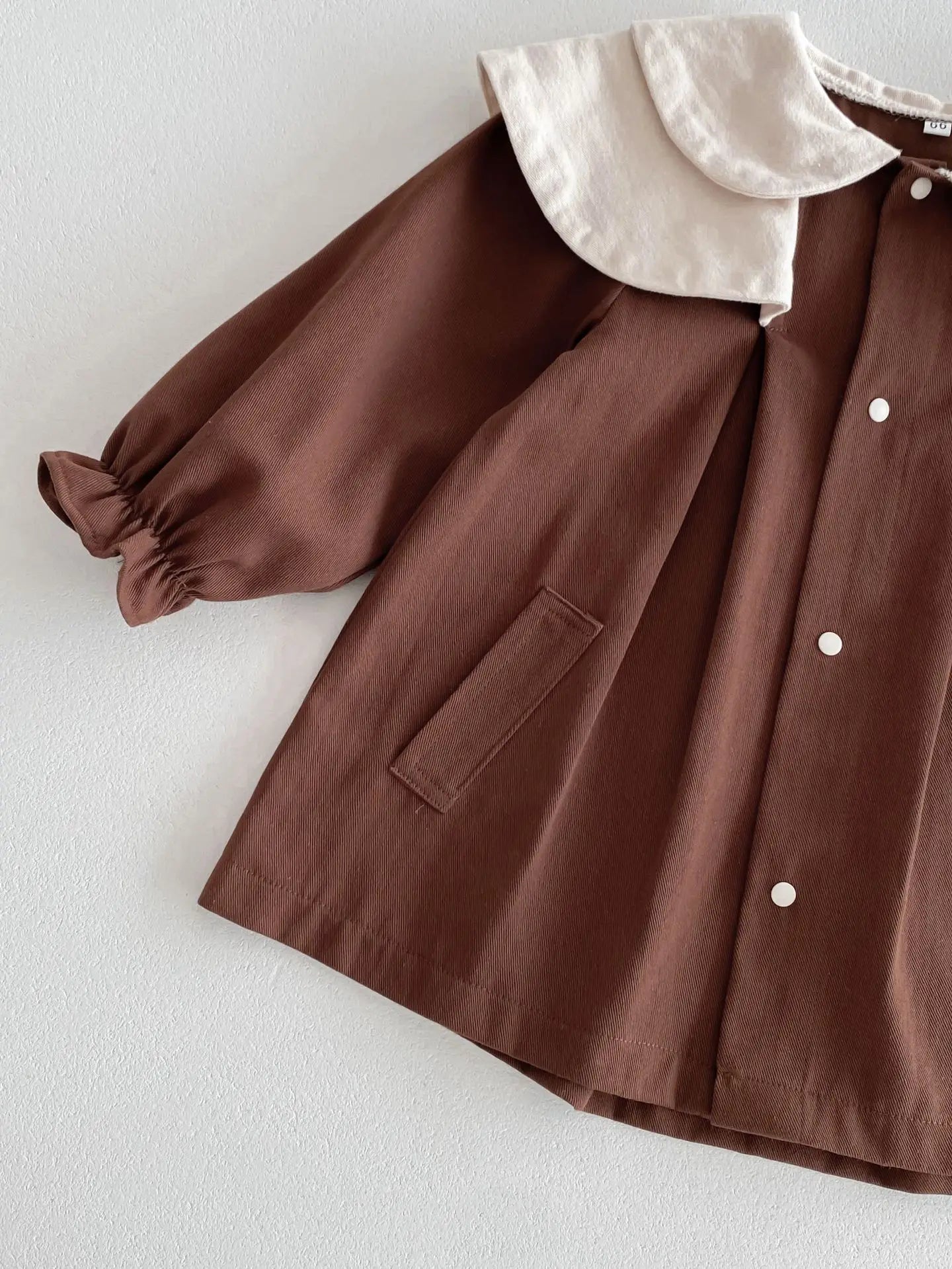 長袖ワンピース ベビーアウター ダブル襟 ワンピースジャケット お出かけ カーキ/ブラウン/2カラー【mh0004218】