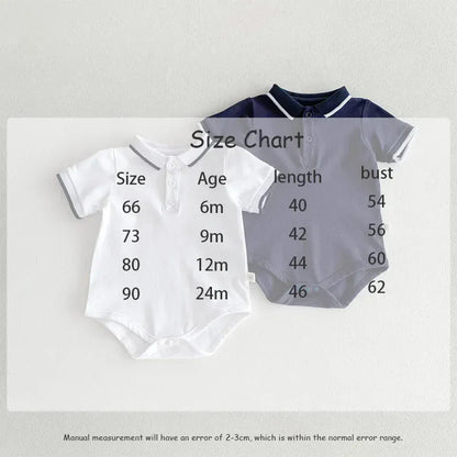 半袖ロンパース ベビーロンパース 半袖ポロシャツボディスーツ ホワイト/ネイビー/2カラー【mh0004459】