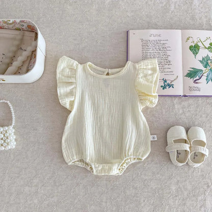 半袖ロンパース ベビーロンパース フリルスリーブボディスーツ 2カラー【mh0004476】