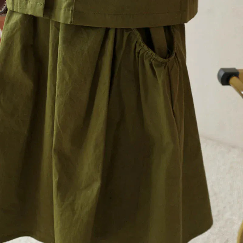 ノースリーブセットアップ キッズセットアップ 2点セット ノースリーブブラウス+スカート フラワーレース刺繍 ベージュ【mh0004521】