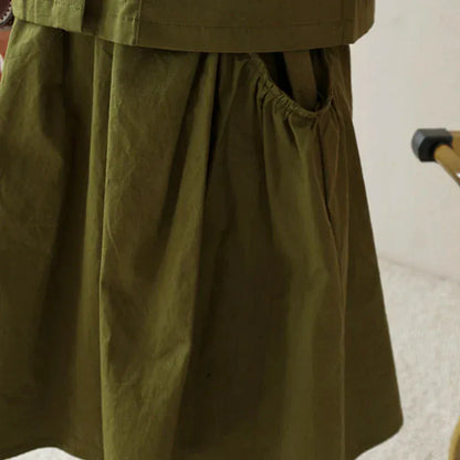 ノースリーブセットアップ キッズセットアップ 2点セット ノースリーブブラウス+スカート フラワーレース刺繍 ベージュ【mh0004521】