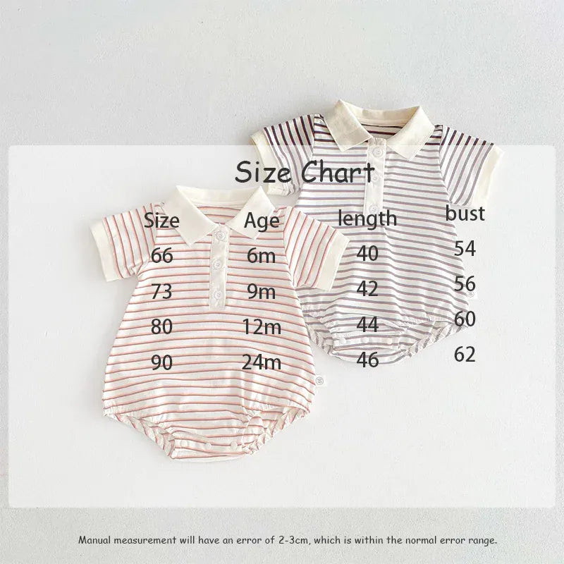 半袖ロンパース ベビーロンパース 半袖ポロシャツボディスーツ ボーダー柄 2カラー【mh0004538】