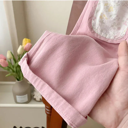 ロングパンツ・スウェットパンツ キッズパンツ ルーズロングパンツ 薄手 パッチポケット ピンク/グリーン/2カラー【mh0004593】