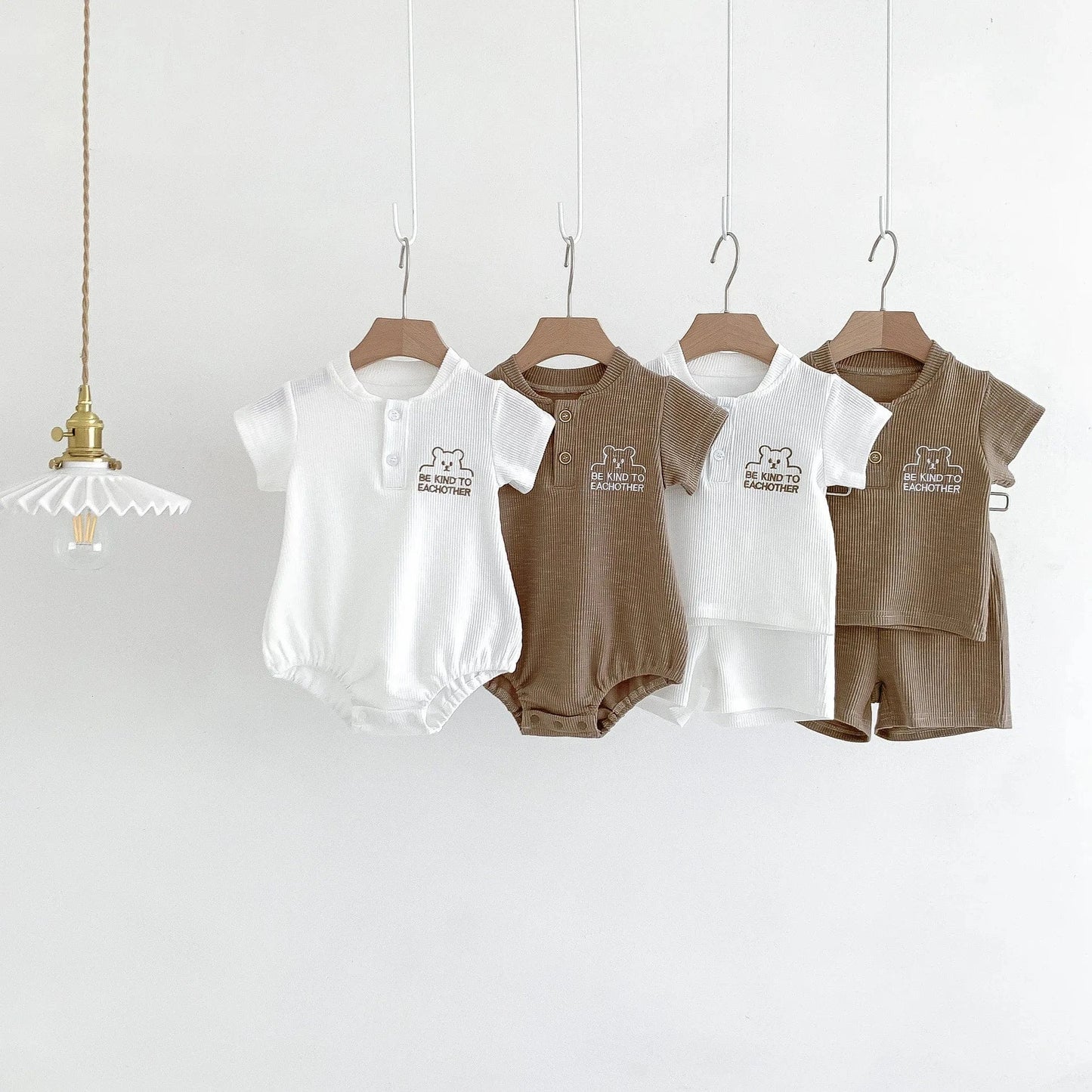 半袖ロンパース ベビーロンパース 半袖ボディスーツ ベアくまワンポイント 2カラー【mh0004600】