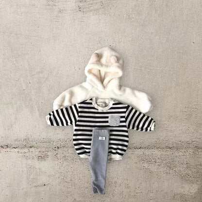 長袖ロンパース ベビーロンパース 長袖ボディスーツ ボーダー 2カラー【mh0004830】