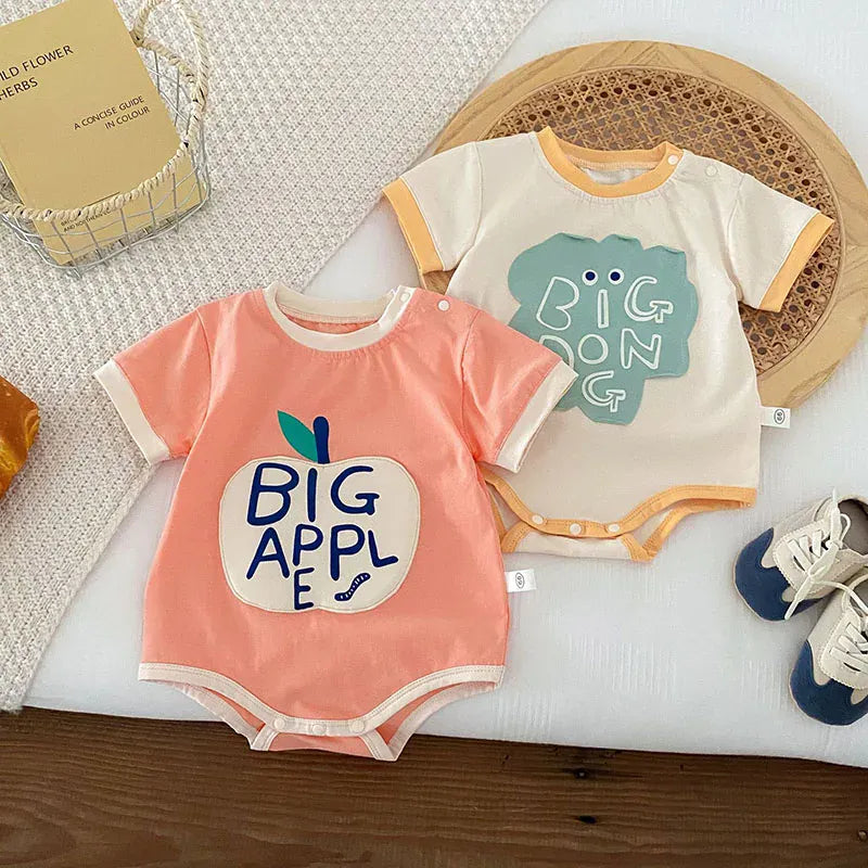 半袖ロンパース ベビーロンパース 半袖ボディスーツ レターロゴ 2カラー【mh0005486】