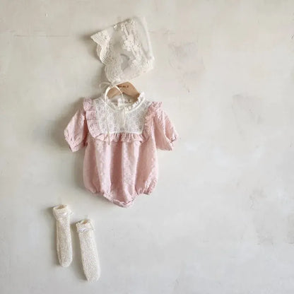 半袖ロンパース ベビーロンパース 半袖フリルボディスーツ 2カラー【mh0005535】