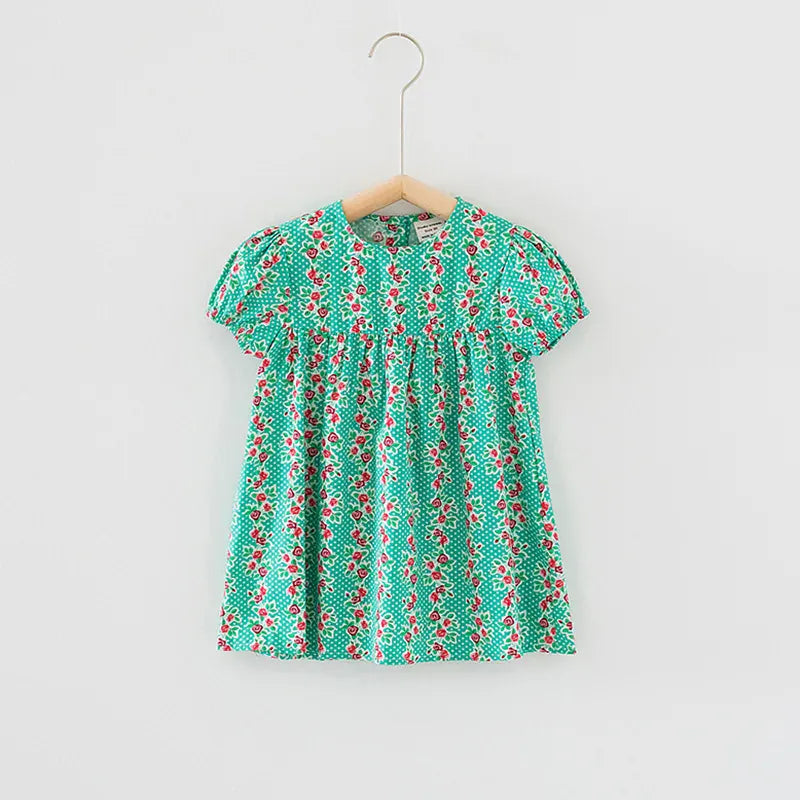 半袖ワンピース キッズワンピース 半袖プリントワンピース フラワー花柄プリント 2カラー【mh0005662】