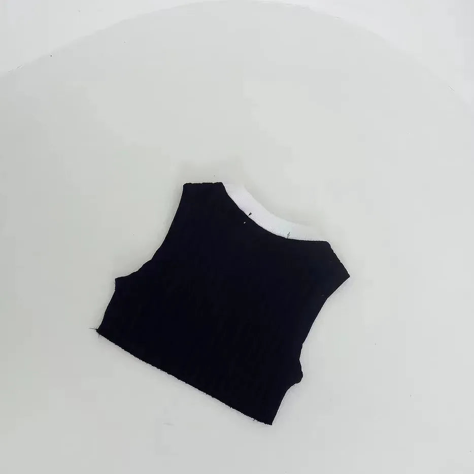 タンクトップ・キャミソール・ノースリーブトップス ベビーキッズトップス タンクトップ ショートトップス レターロゴプリント 2カラー【mh0005851】