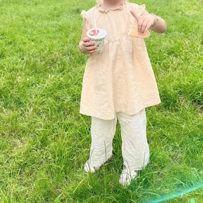 ロングパンツ・スウェットパンツ キッズパンツ コットンリネン サマールーズパンツ 2カラー【mh0005921】
