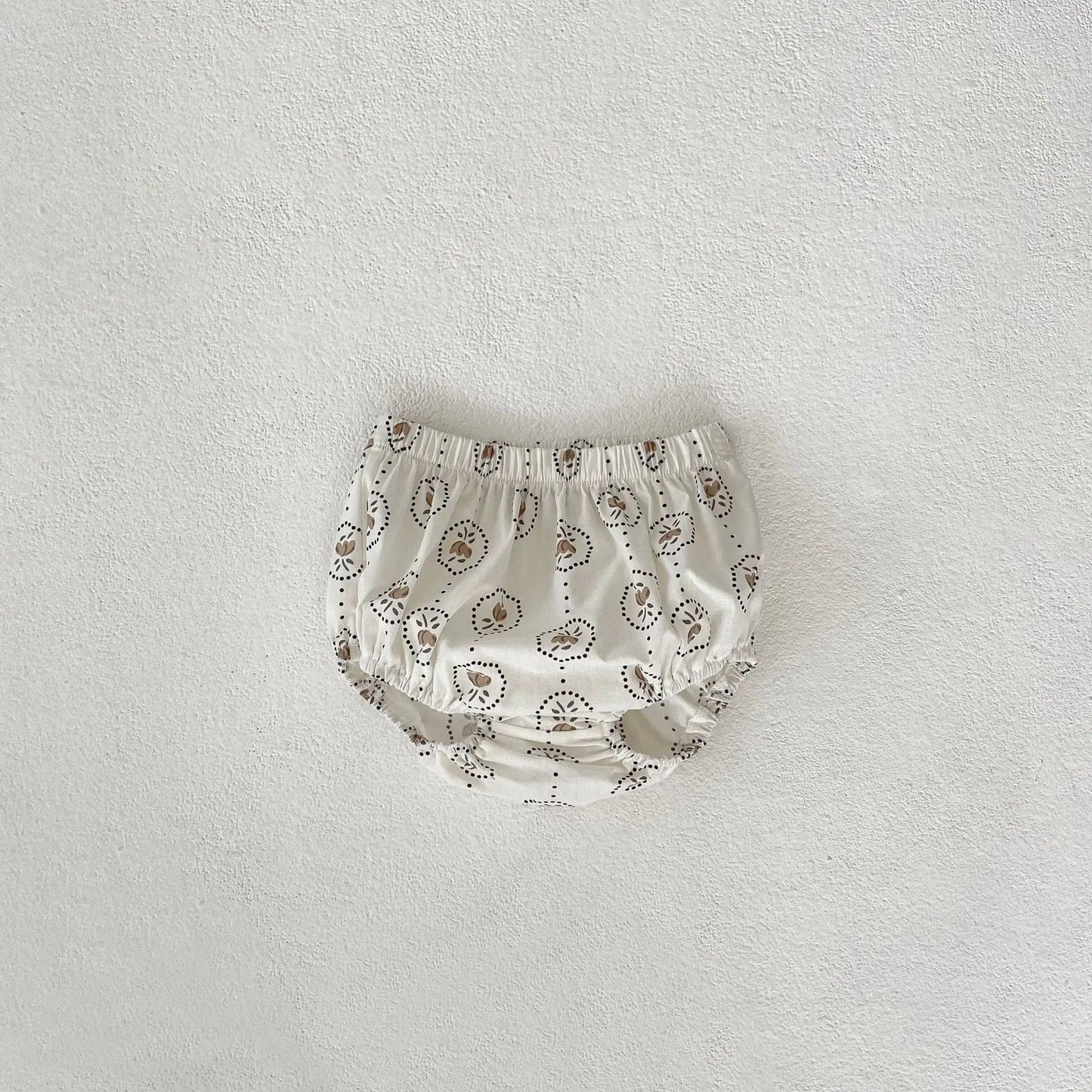 半袖セットアップ ベビーセットアップ 2点セット 半袖丸襟パプスリーブチュニックブラウス+ブルマパンツ フラワー花柄/チェックプリント【mh0005944】