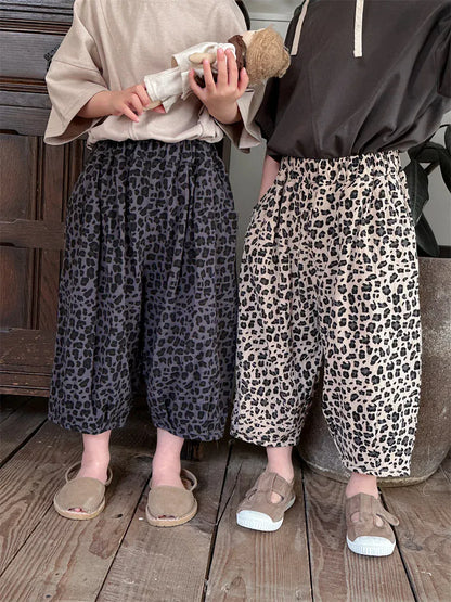 ロングパンツ・スウェットパンツ キッズパンツ レオパード サマークロップドパンツ 2カラー【mh0006013】