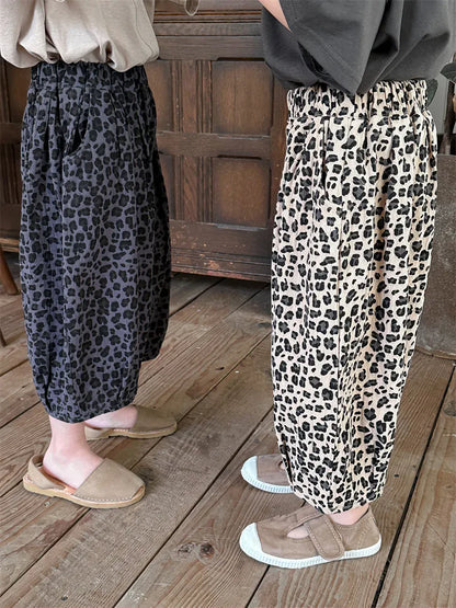 ロングパンツ・スウェットパンツ キッズパンツ レオパード サマークロップドパンツ 2カラー【mh0006013】