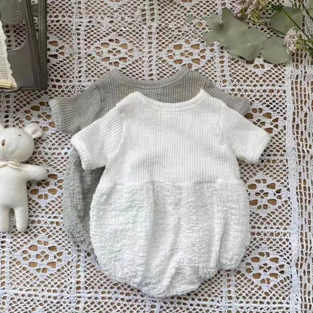 半袖ロンパース ベビーロンパース 半袖ボディスーツ ドッキング 2カラー【mh0006153】