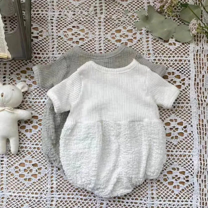 半袖ロンパース ベビーロンパース 半袖ボディスーツ ドッキング 2カラー【mh0006153】