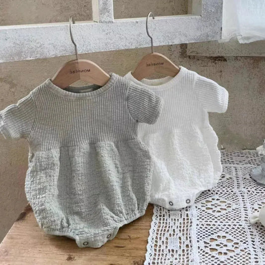 半袖ロンパース ベビーロンパース 半袖ボディスーツ ドッキング 2カラー【mh0006153】