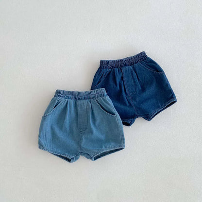 ハーフパンツ・ショートパンツ キッズパンツ デニムショートパンツ シンプルベーシック 2カラー【mh0006184】