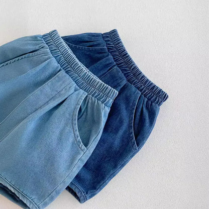 ハーフパンツ・ショートパンツ キッズパンツ デニムショートパンツ シンプルベーシック 2カラー【mh0006184】