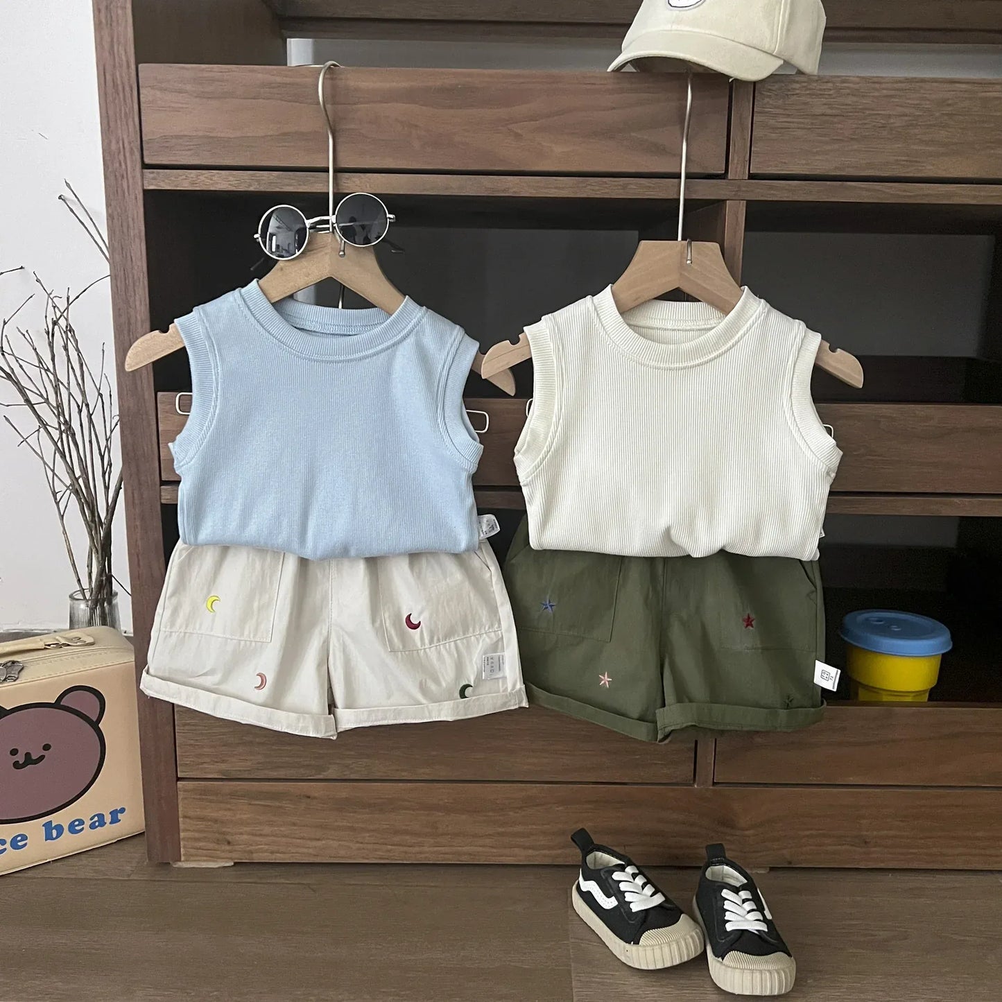ハーフパンツ・ショートパンツ ベビーキッズパンツ ショートパンツ ムーンスター月星 刺繍 2カラー【mh0006211】