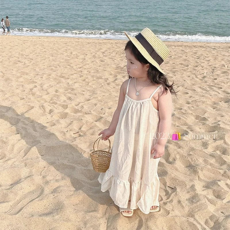 ノースリーブワンピース キッズワンピース キャミワンピ キャミソールサマードレス 2カラー【mh0006249】