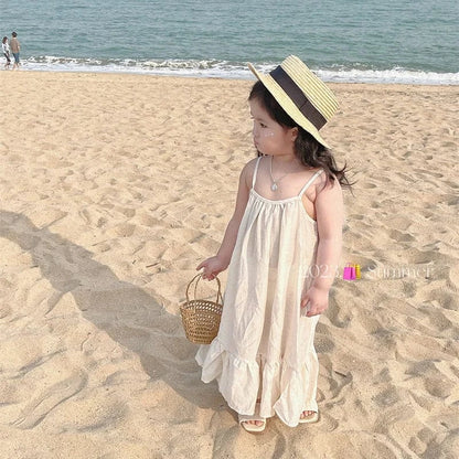ノースリーブワンピース キッズワンピース キャミワンピ キャミソールサマードレス 2カラー【mh0006249】