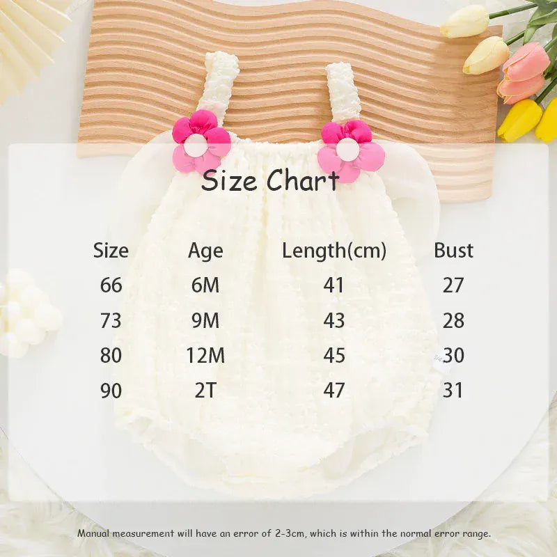 ノースリーブロンパース ベビーロンパース キャミソールボディスーツ フラワーアップリケ 2カラー【mh0006289】