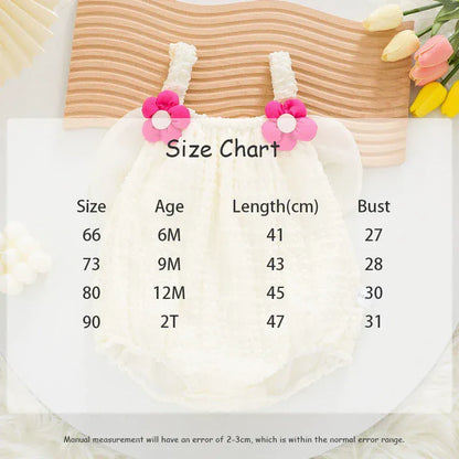 ノースリーブロンパース ベビーロンパース キャミソールボディスーツ フラワーアップリケ 2カラー【mh0006289】