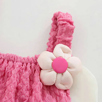 ノースリーブロンパース ベビーロンパース キャミソールボディスーツ フラワーアップリケ 2カラー【mh0006289】