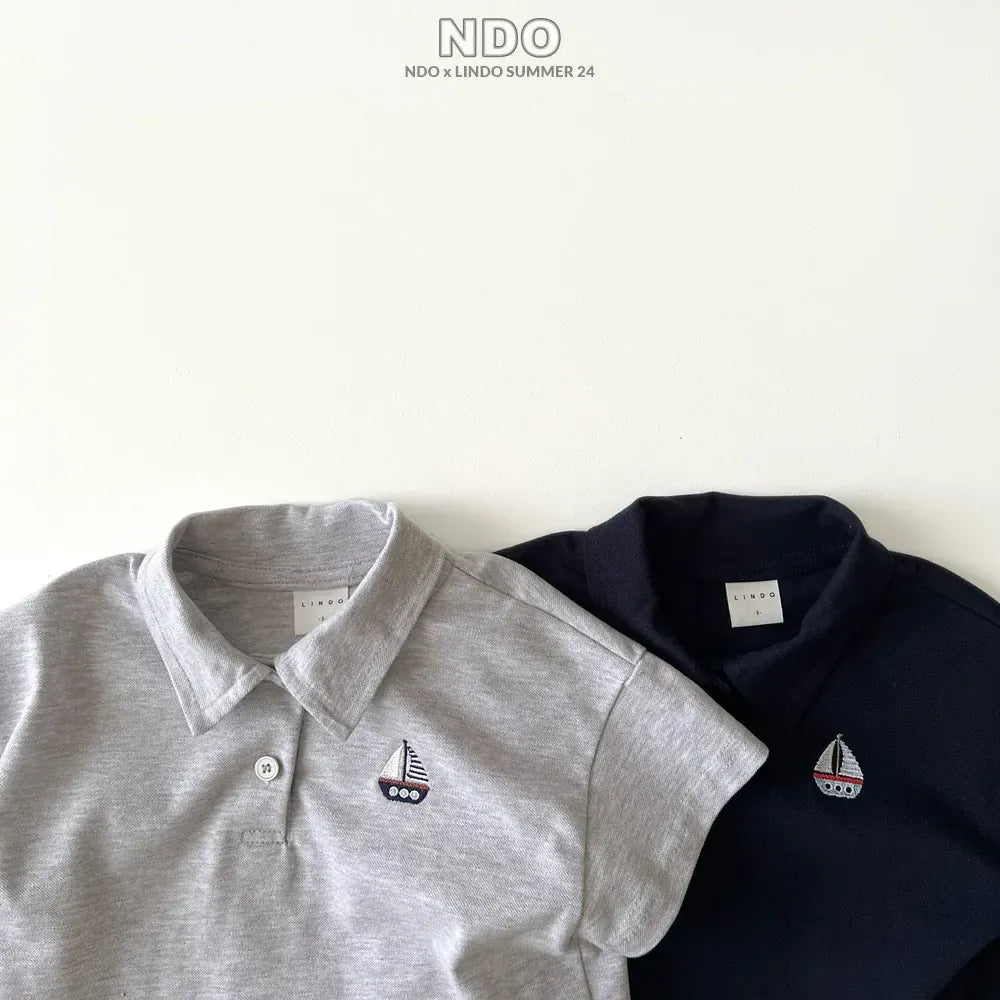 半袖シャツ・ブラウス ベビートップス 半袖ポロシャツ ヨット刺繍ワンポイント 2カラー【mh0006295】