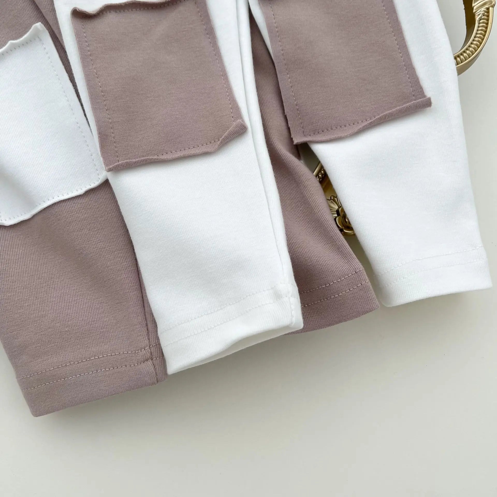 レギンスパンツ ベビーパンツ 膝パッチ パッチワーク レギンスパンツ 2カラー【mh0006358】