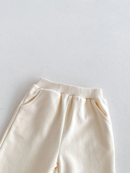 長袖セットアップ ベビーキッズセットアップ 2点セット セーラーリボン 長袖スウェットシャツ+スウェットパンツ アプリコット【mh0006369】