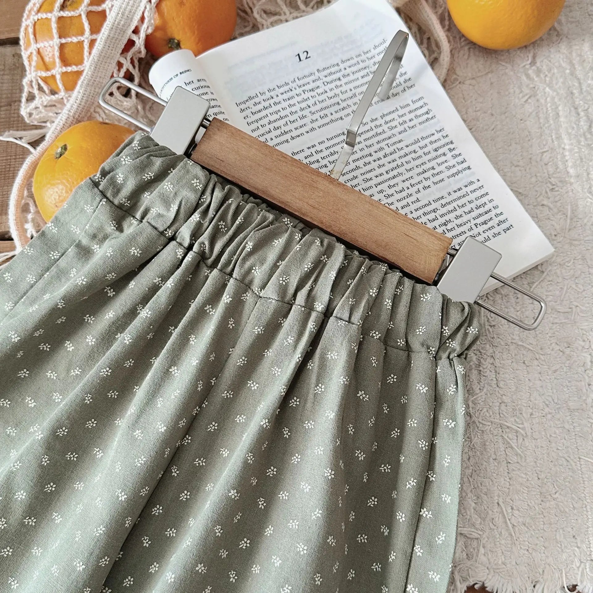 ロングパンツ・スウェットパンツ ベビーパンツ 裾レース ワイドルーズ ロングパンツ 水玉ドットプリント 2カラー【mh0006382】