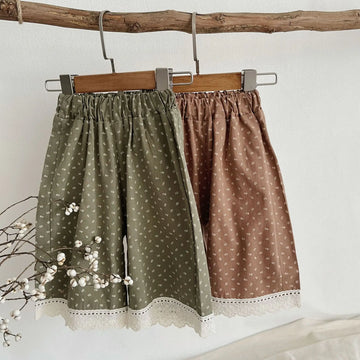 ロングパンツ・スウェットパンツ ベビーパンツ 裾レース ワイドルーズ ロングパンツ 水玉ドットプリント 2カラー【mh0006382】
