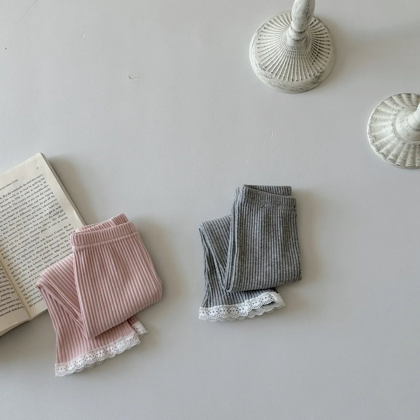 レギンスパンツ ベビーパンツ レギンスパンツ 裾レース シンプルベーシック 2カラー【mh0006400】