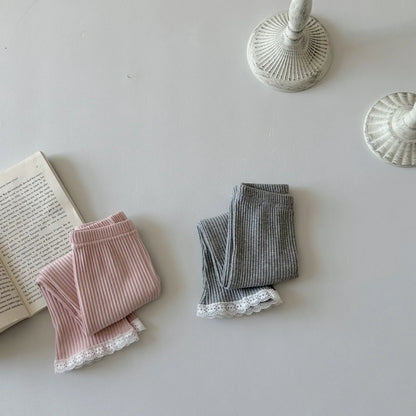 レギンスパンツ ベビーパンツ レギンスパンツ 裾レース シンプルベーシック 2カラー【mh0006400】