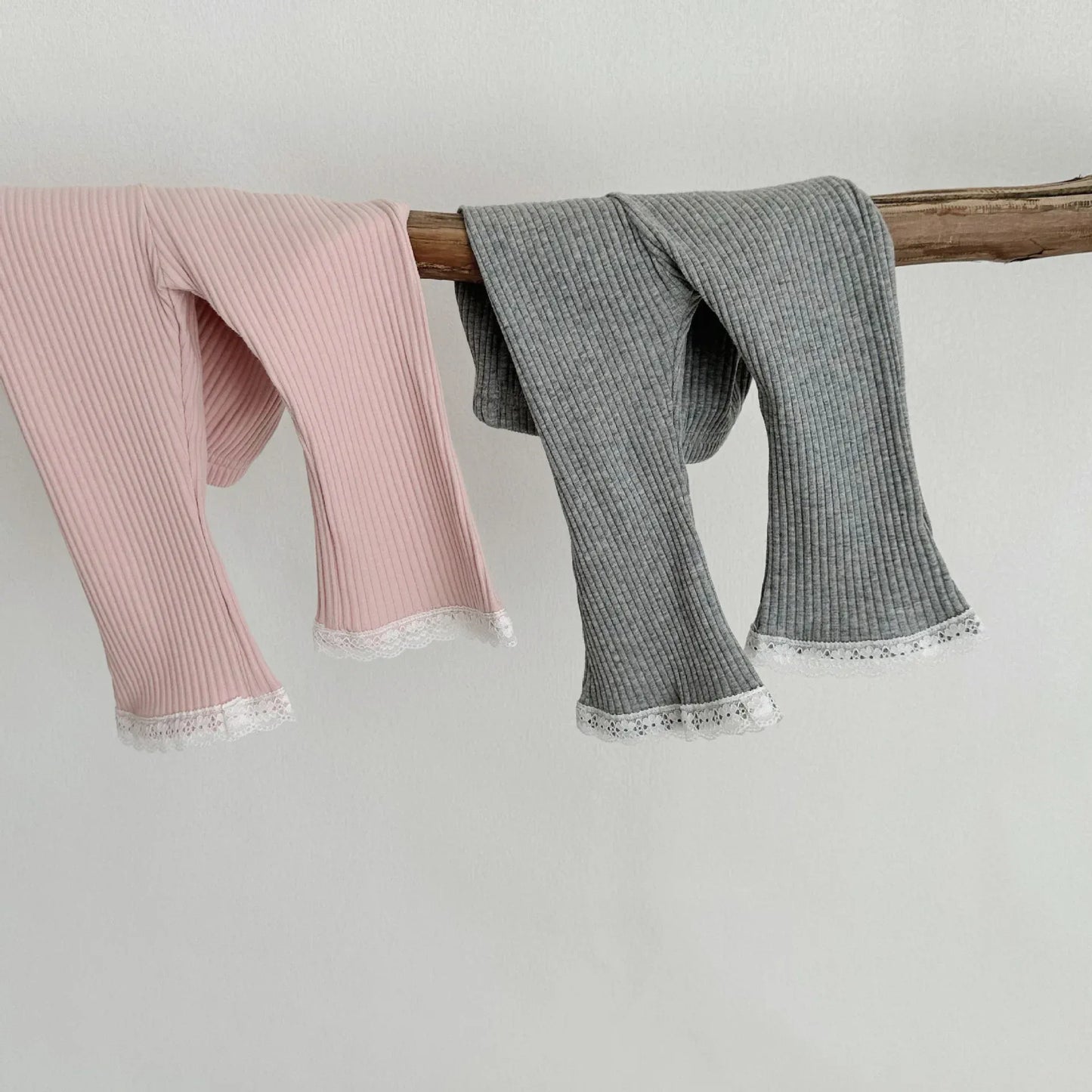 レギンスパンツ ベビーパンツ レギンスパンツ 裾レース シンプルベーシック 2カラー【mh0006400】