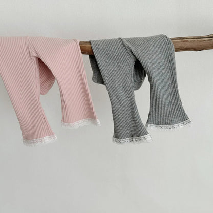 レギンスパンツ ベビーパンツ レギンスパンツ 裾レース シンプルベーシック 2カラー【mh0006400】