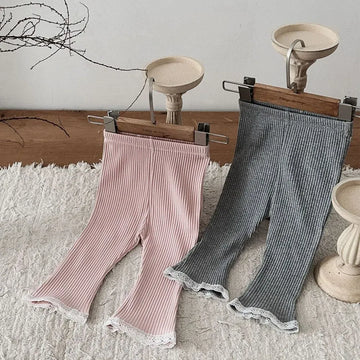 レギンスパンツ ベビーパンツ レギンスパンツ 裾レース シンプルベーシック 2カラー【mh0006400】
