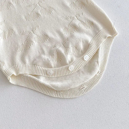 半袖ロンパース ベビーロンパース ニット 半袖ボディスーツ フリル襟 チェリー 2カラー【mh0006550】