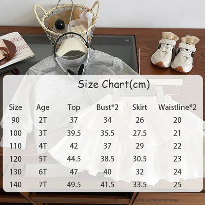 長袖セットアップ キッズセットアップ 2点セット シンプル長袖スウェットトレーナー+ボリュームプリーツティアードケーキスカート【mh0006941】