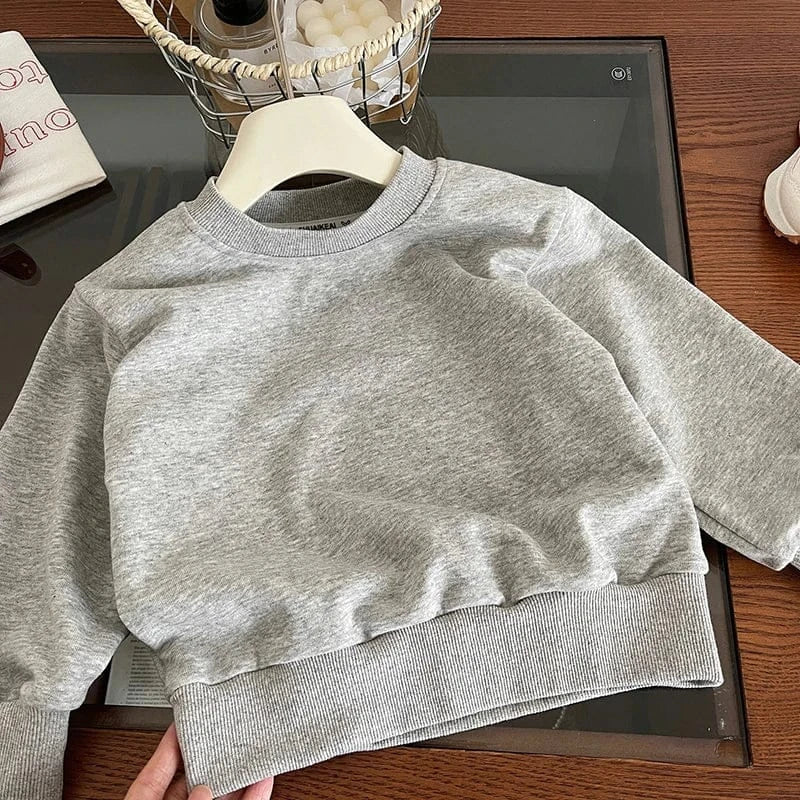 長袖セットアップ キッズセットアップ 2点セット シンプル長袖スウェットトレーナー+ボリュームプリーツティアードケーキスカート【mh0006941】