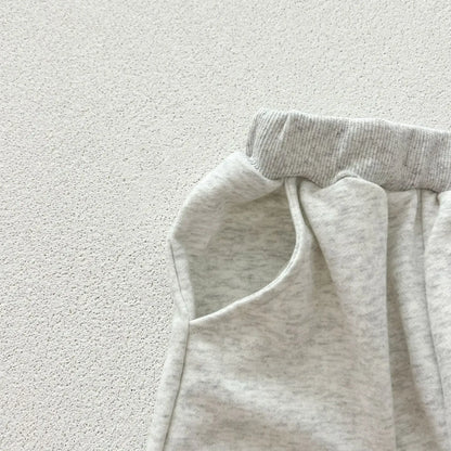 長袖セットアップ ベビーキッズセットアップ 2点セット レターロゴプリントスウェットトレーナー+スウェットパンツ グレー【mh0007141】