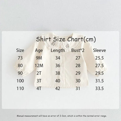 長袖セットアップ ベビーキッズトップス/ワンピース フラワー刺繍襟長袖ブラウス/フラワー刺繍ノースリーブワンピース 2カラー【mh0007180】