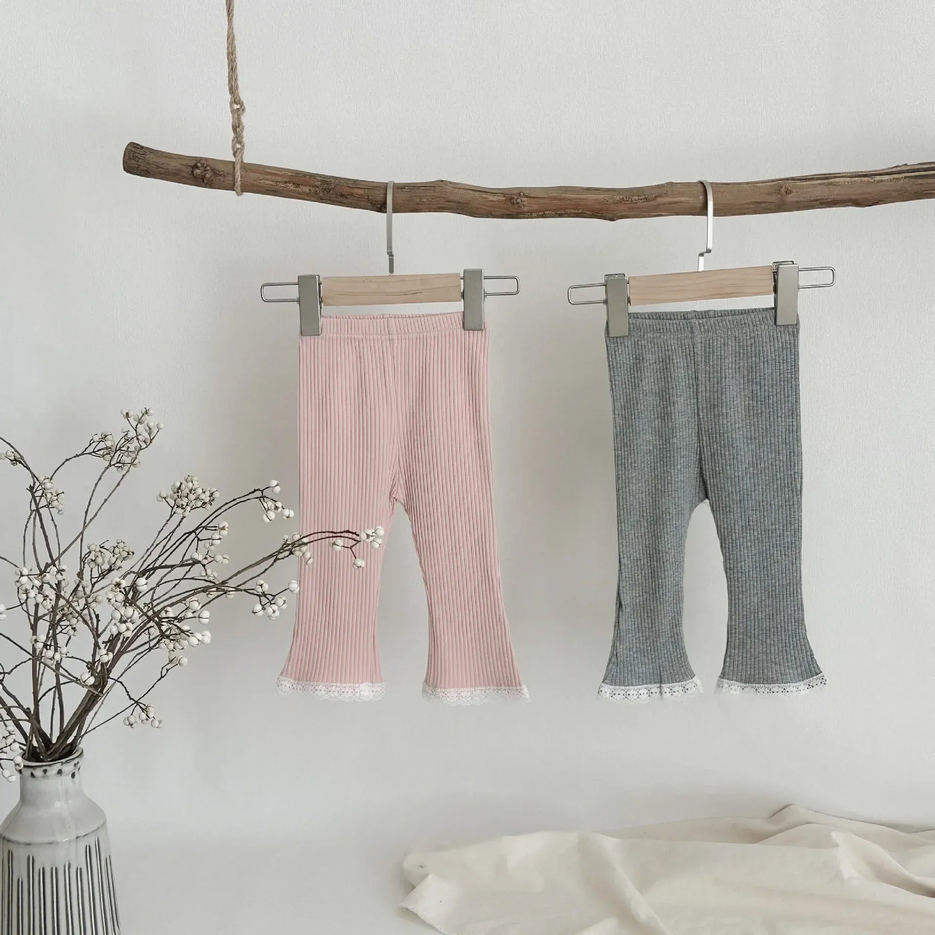 レギンスパンツ ベビーパンツ 裾レースレギンスパンツ 2カラー【mh0007222】