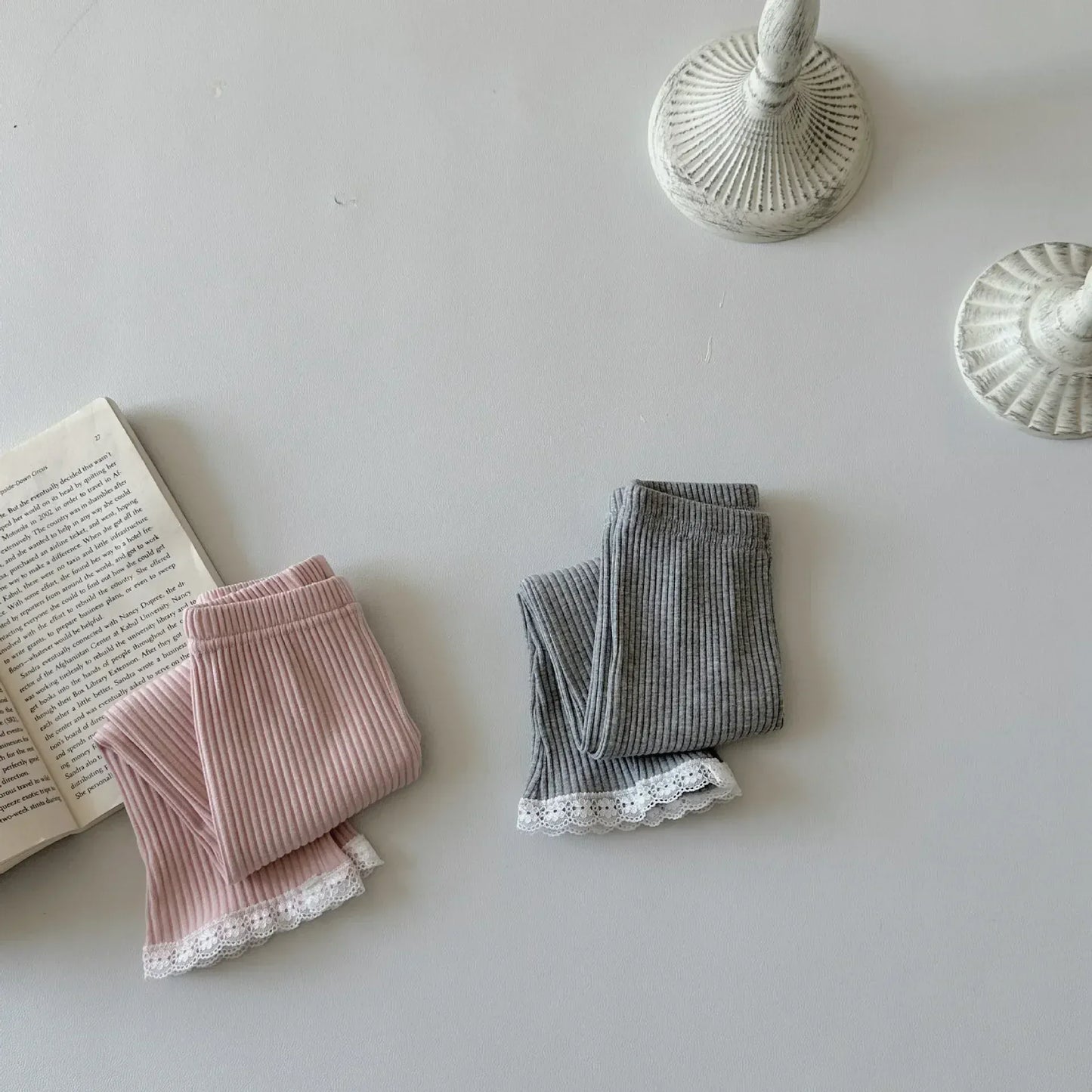 レギンスパンツ ベビーパンツ 裾レースレギンスパンツ 2カラー【mh0007222】