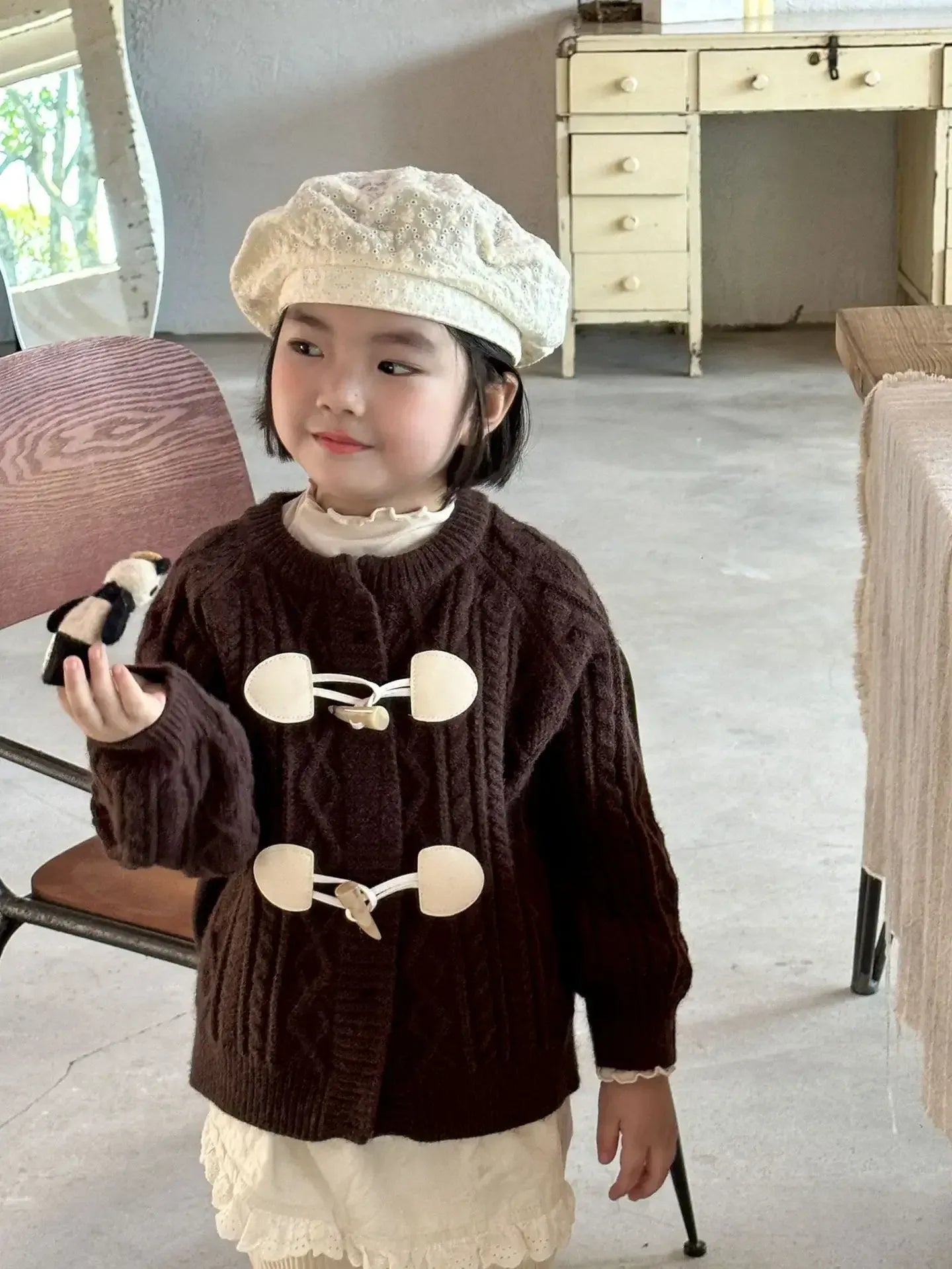 カーディガン・パーカー キッズカーディガン ダッフルトグルボタンニットジャケット 2カラー【mh0007269】