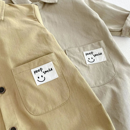 長袖ジャンプスーツ ベビージャンプスーツ バックプリント長袖シャツつなぎ 2カラー【mh0007292】