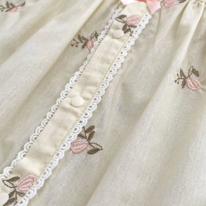 長袖セットアップ ベビーセットアップ 2点セット/ロンパース フラワー刺繍長袖チュニックブラウス＋ブルマパンツ/長袖ジャンプスーツ【mh0007411】